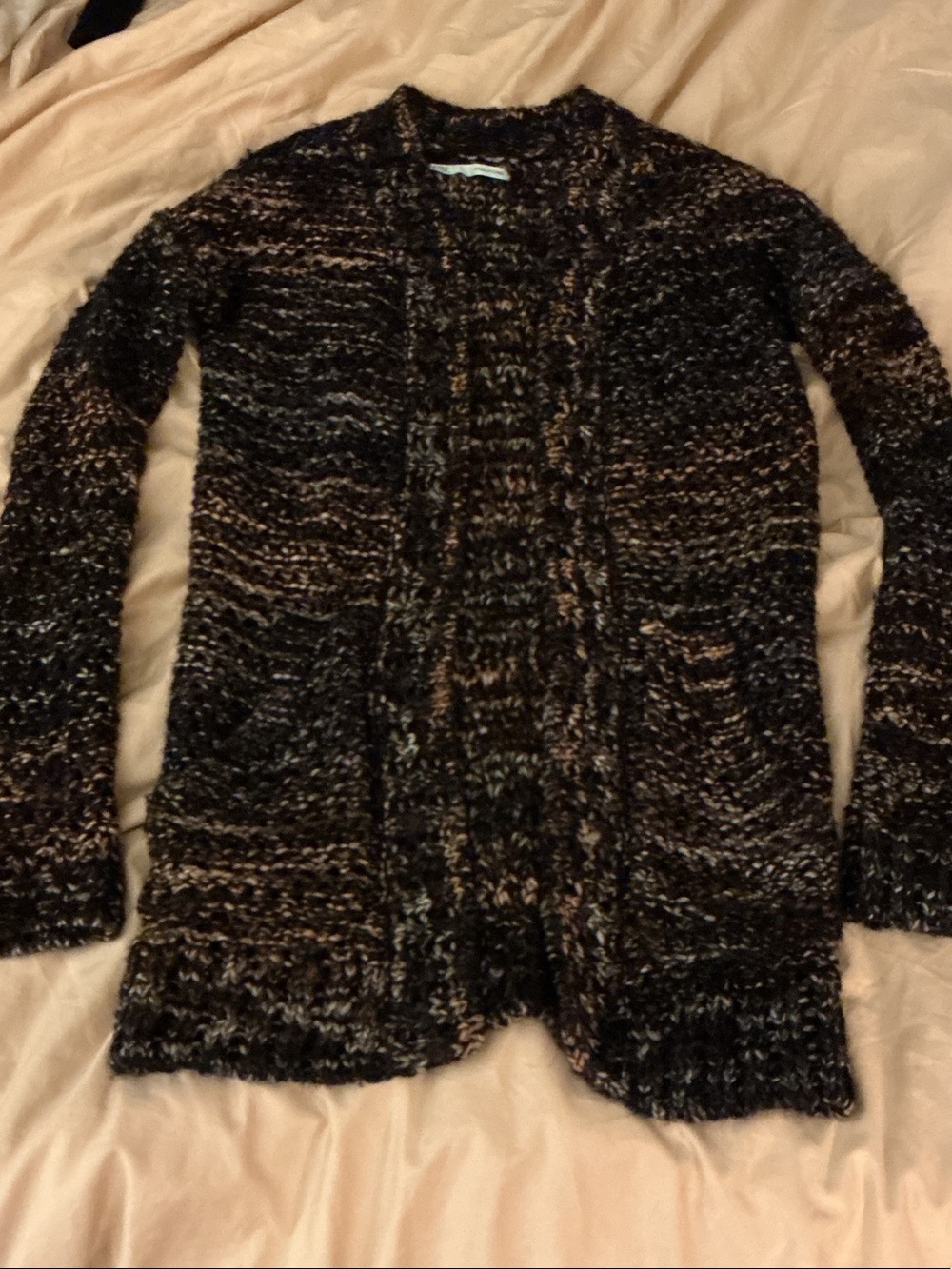 Maurices Marled Open Front Cardigan in Brown and Black